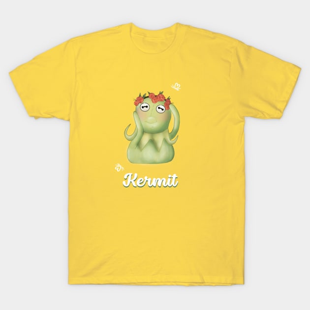 kermit the frog with flowercrown T-Shirt by Mydrawingsz